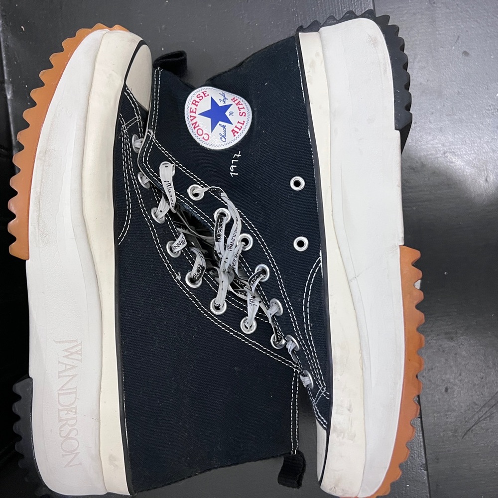 JW Anderson Converse Black and White High-Top Sneakers